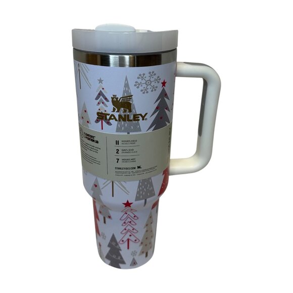 Stanley Quencher H2.0 Flowstate Tumbler HOLIDAY White Red 40 Oz - Picture 2 of 2